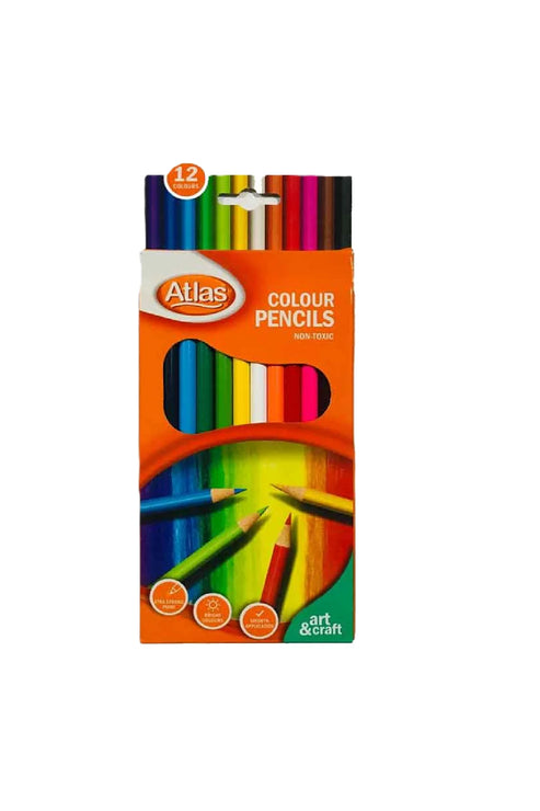 Atlas Colour Pencils 12 colours – Seevali Bookshop (Pvt) Ltd